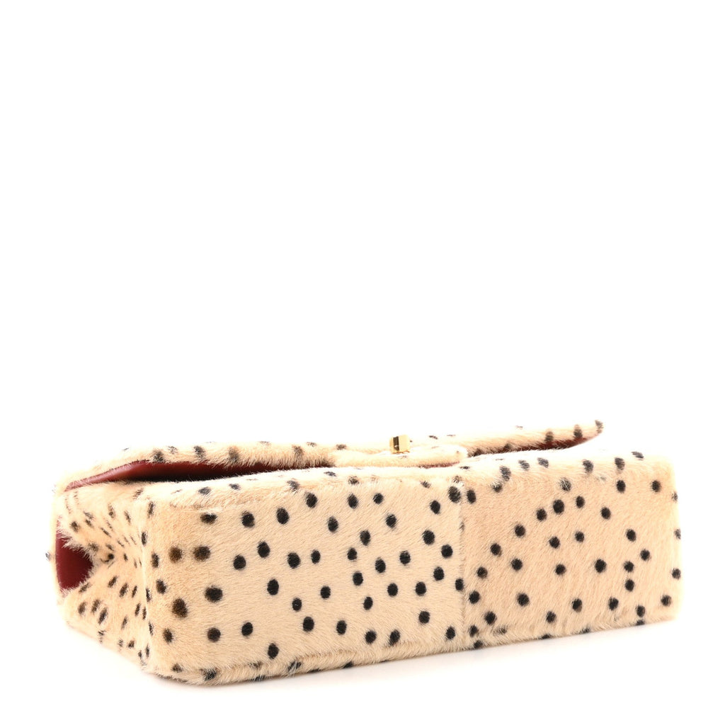 Pony Hair Cheetah Printed Creative Fabrics Flap Light Beige Black