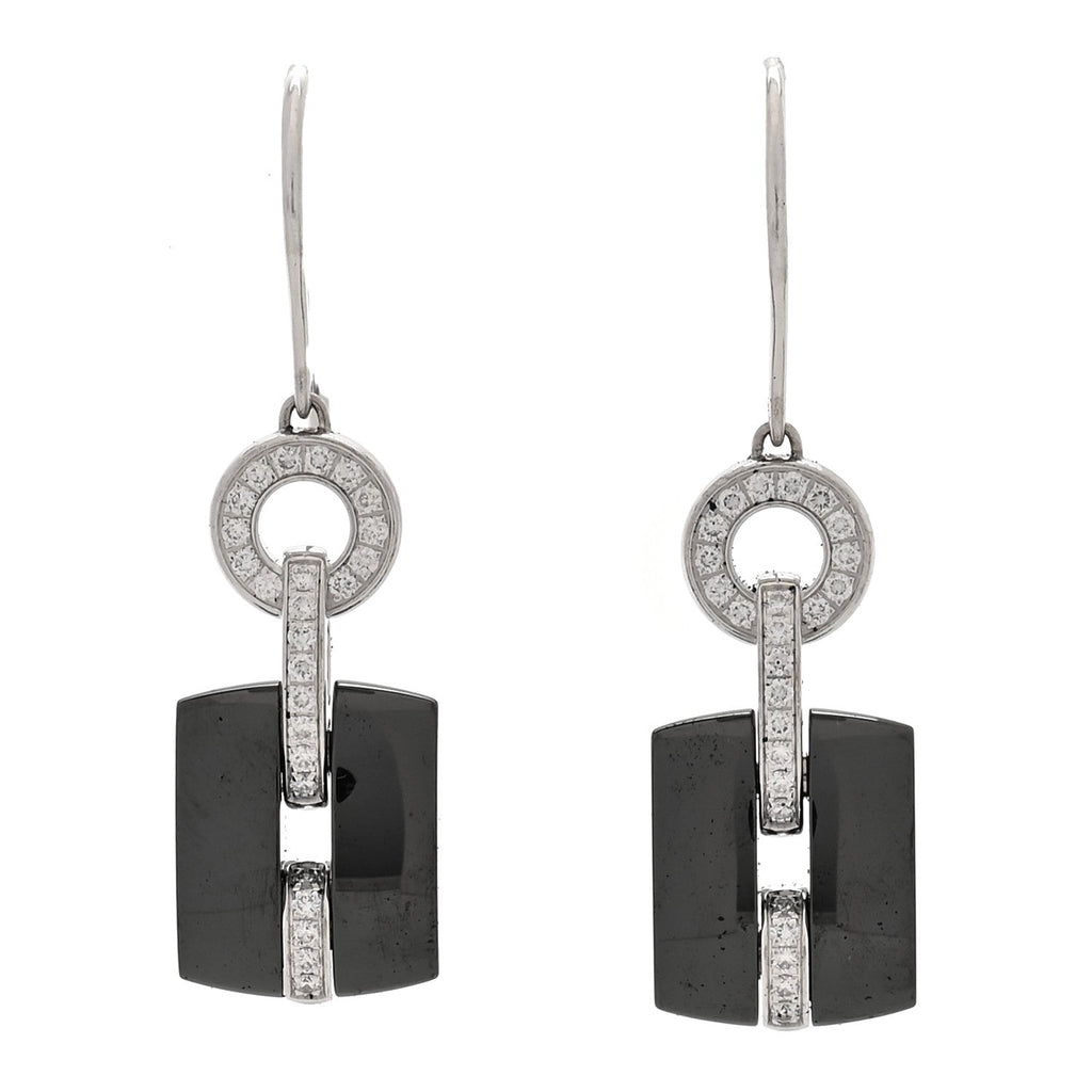 18K White Gold Diamond Ceramic Ultra Drop Earrings Black