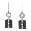 18K White Gold Diamond Ceramic Ultra Drop Earrings Black