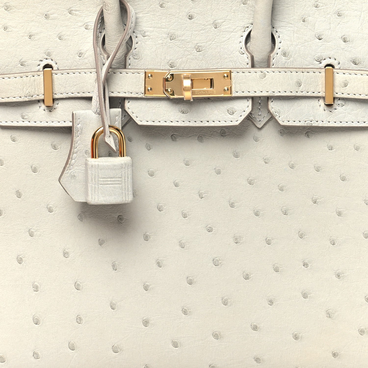 Ostrich Birkin Sellier 25 Gris Perle