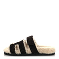 Suede Goatskin Woolskin Womens Chypre Sandals 38.5 Marron Ebene