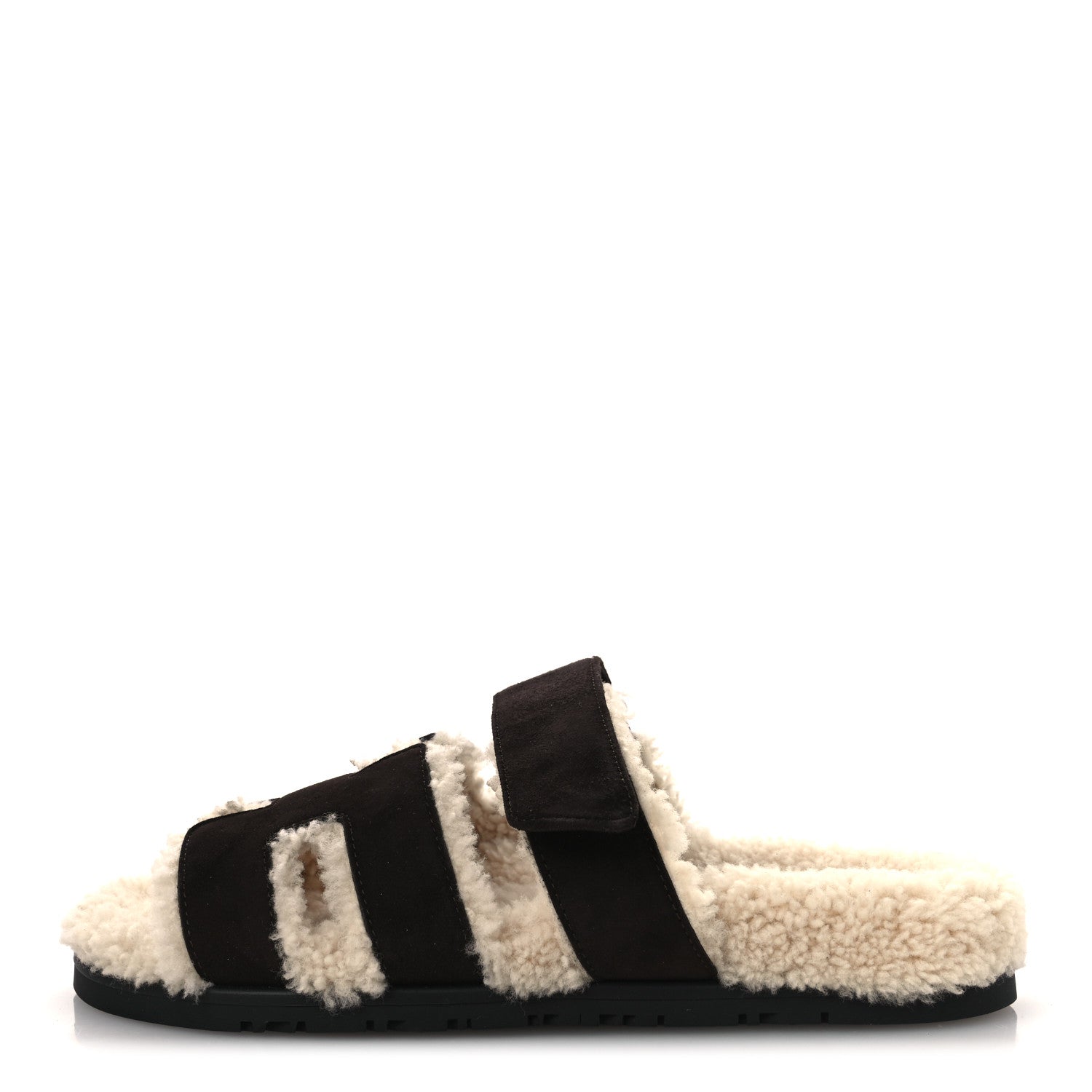 Suede Goatskin Woolskin Womens Chypre Sandals 38.5 Marron Ebene