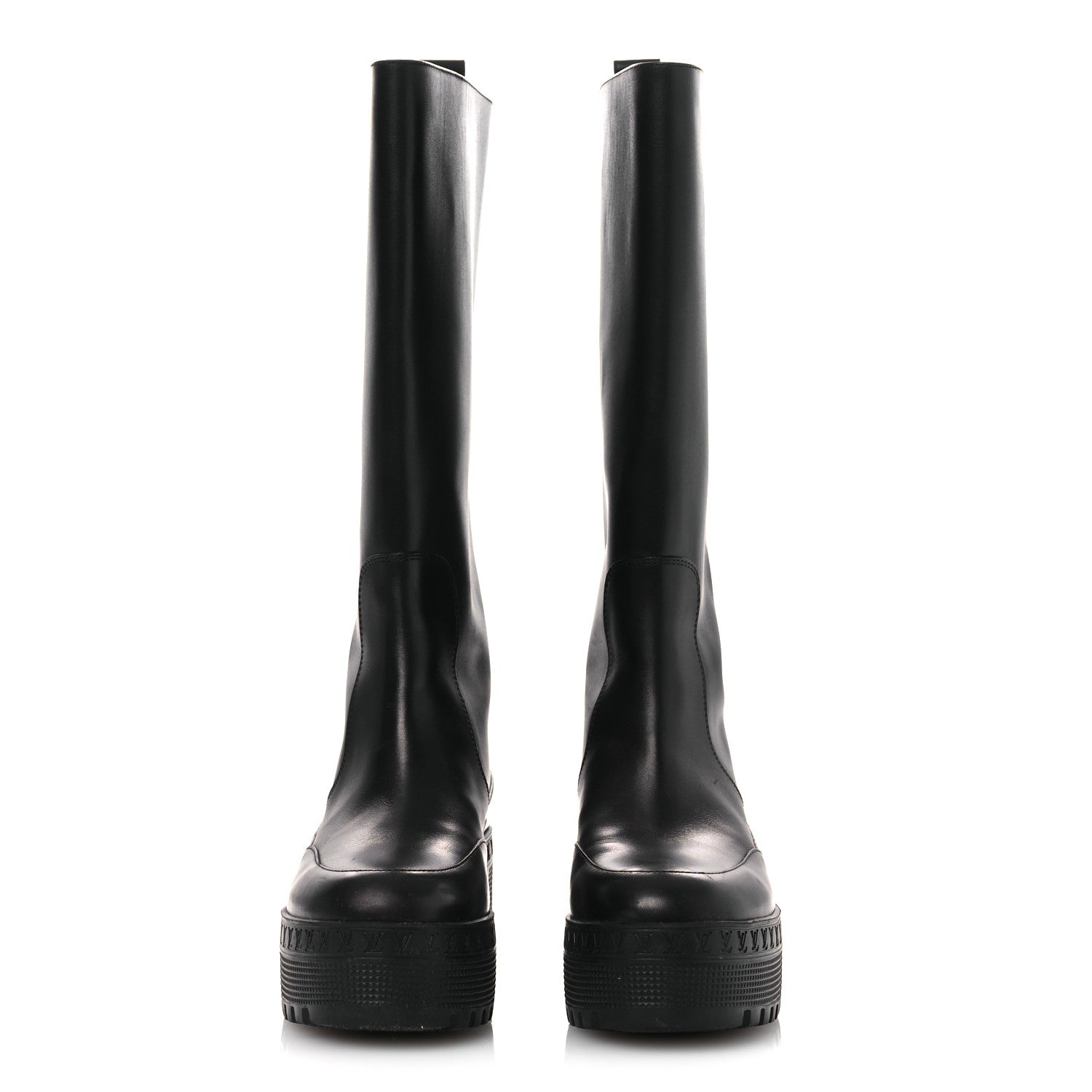 Calfskin Laureate Platform High Boots 36 Black