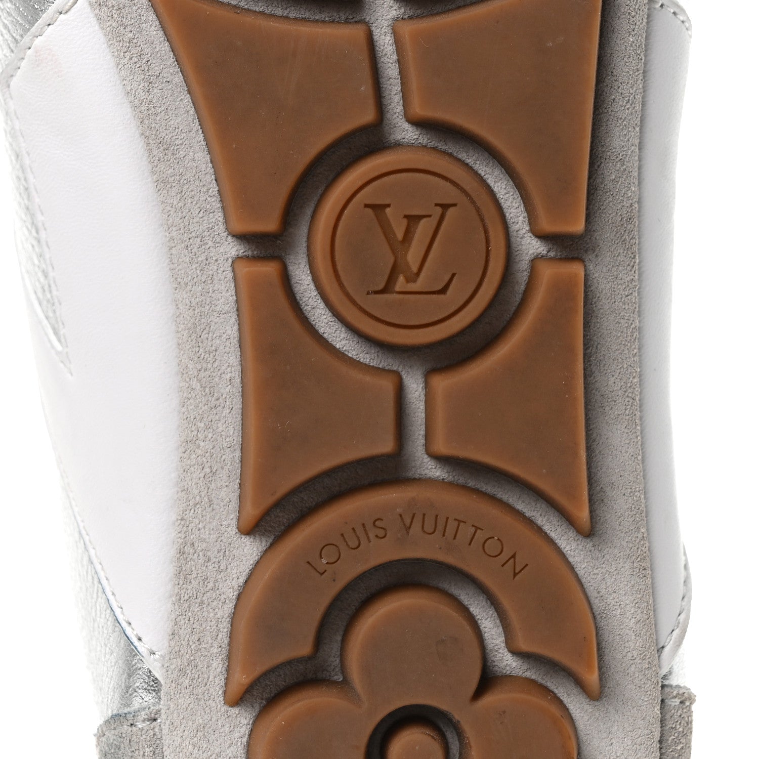 Metallic Grained Calfskin Womens LV Sneakerina 38 Silver