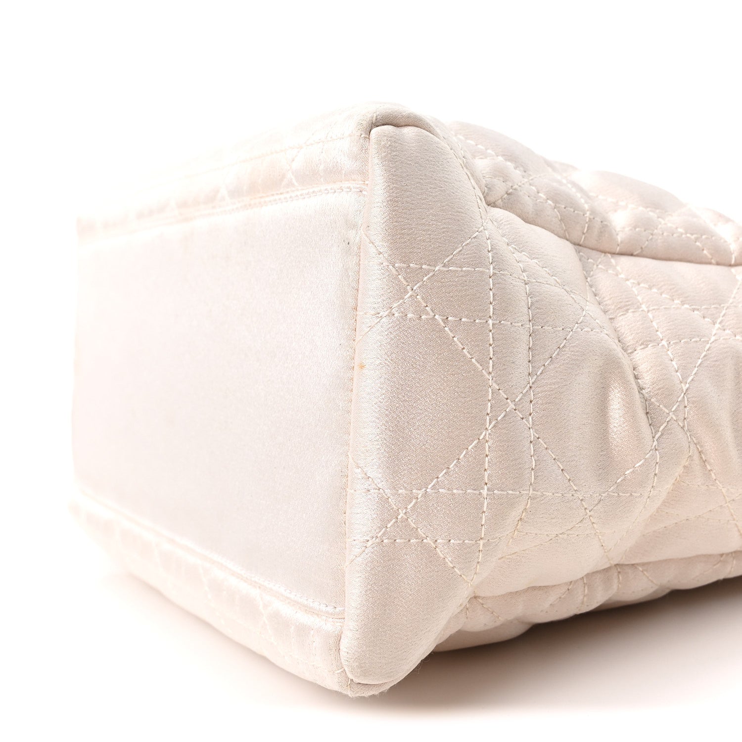 Metallic Nylon Cannage Medium Lady Dior White