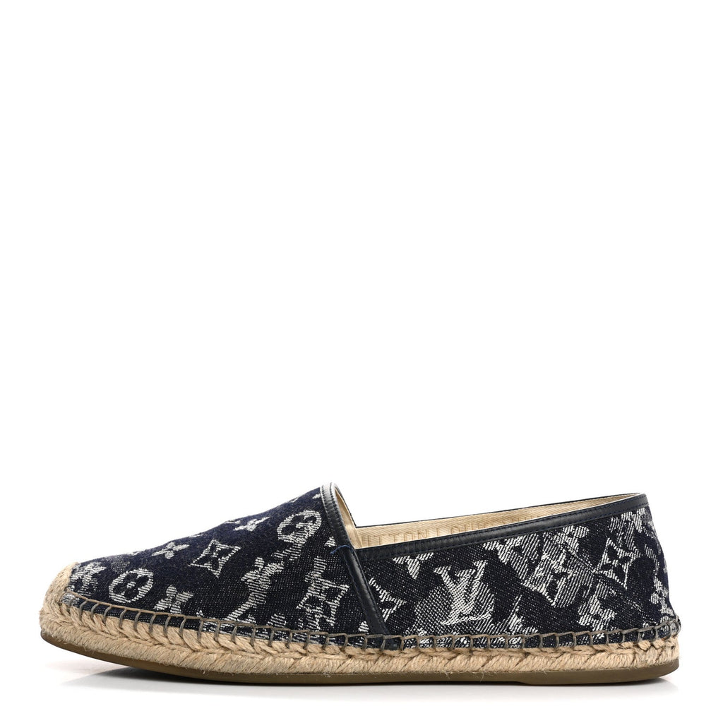 Monogram Denim Espadrille Flats 8.5 Blue