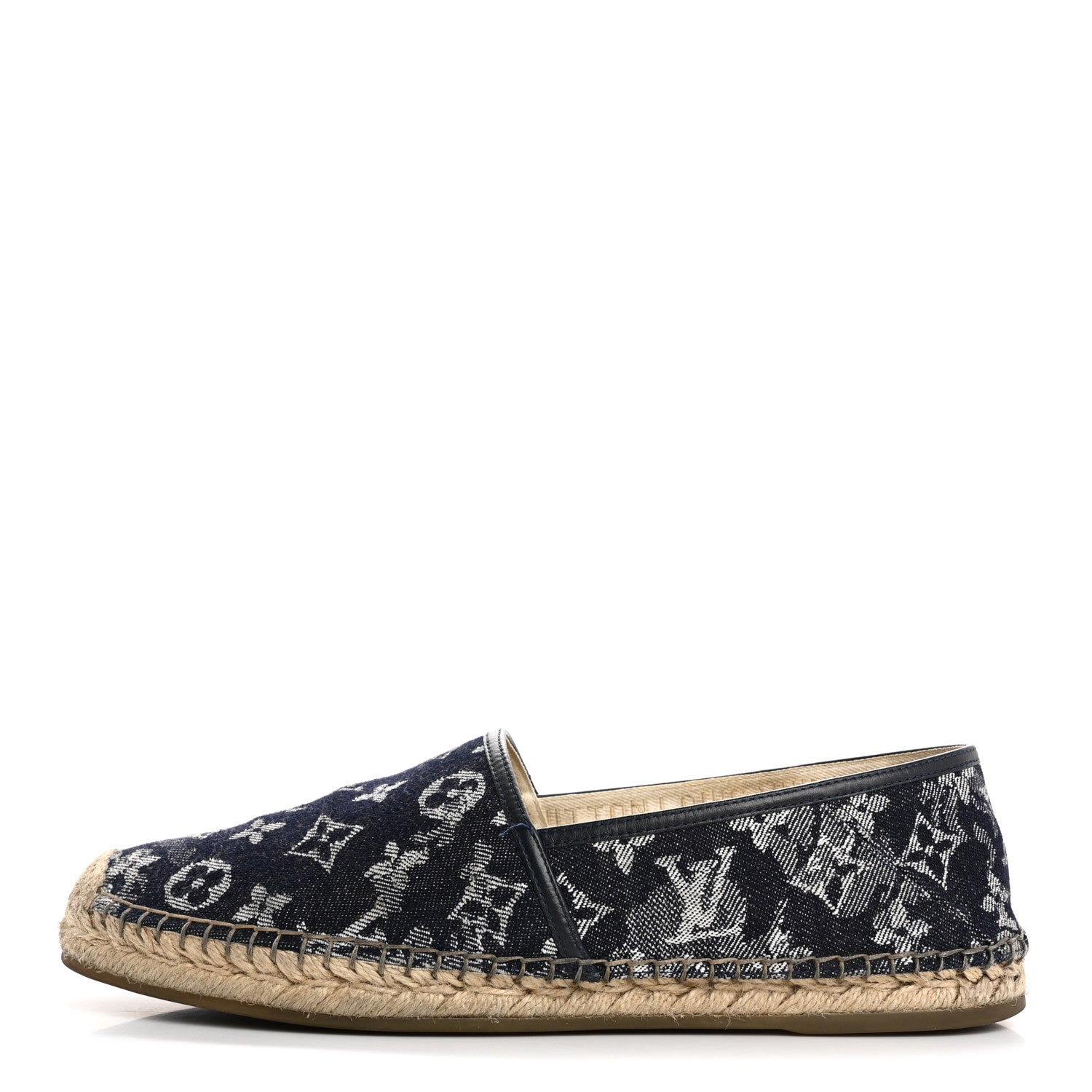 Monogram Denim Espadrille Flats 8.5 Blue