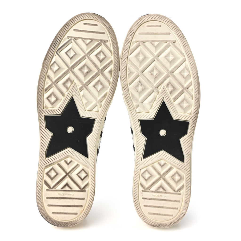 Canvas Macro Houndstooth Embroidered Womens Walk'N'Dior Low Top Sneakers 39 White Black