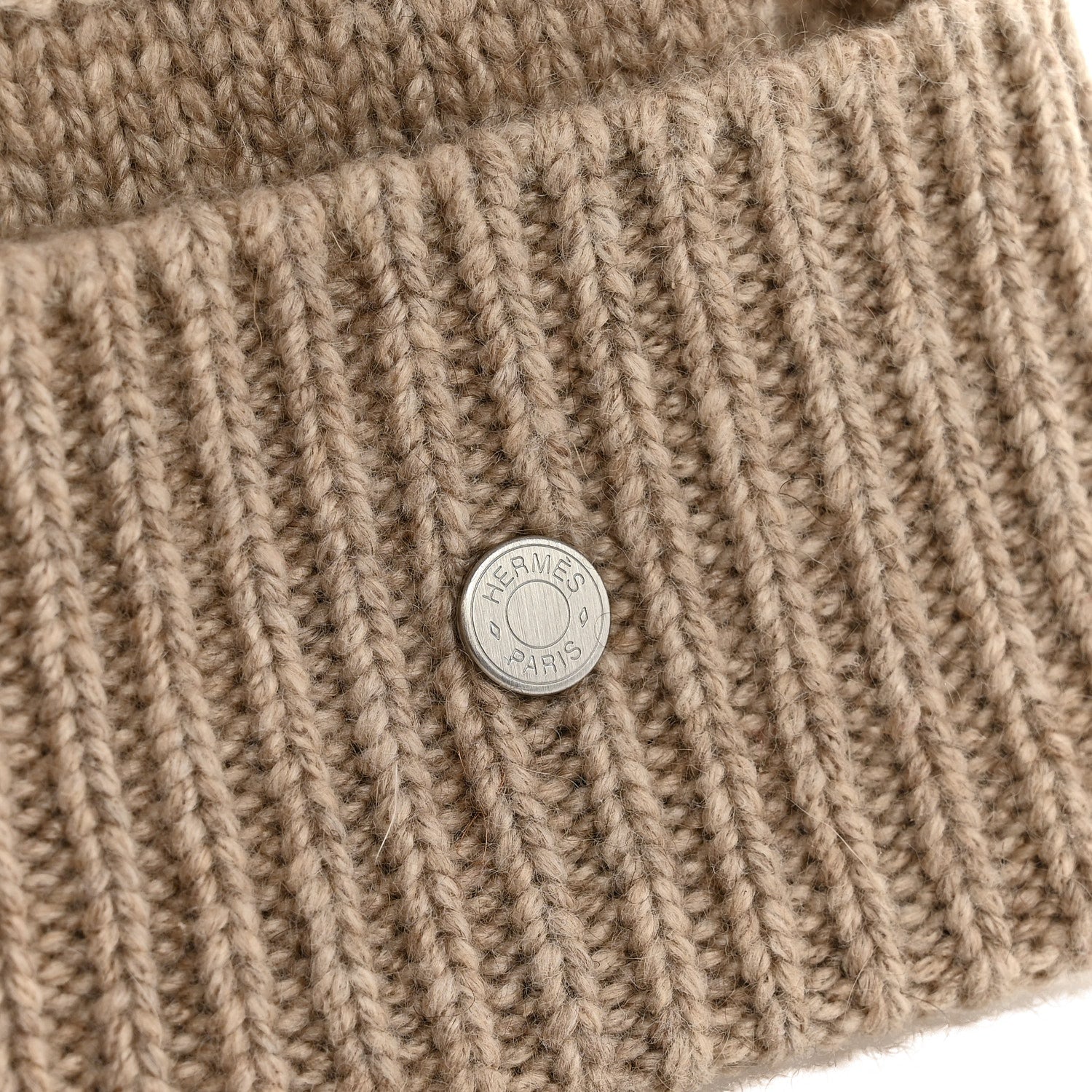 Cashmere Knit Cable Maillons Beanie M Beige