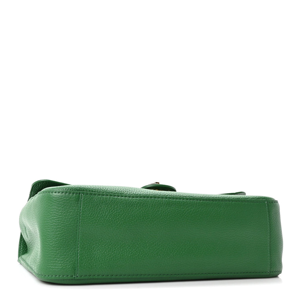 Grained Calfskin Small Souplissimo Maxi Flap Green