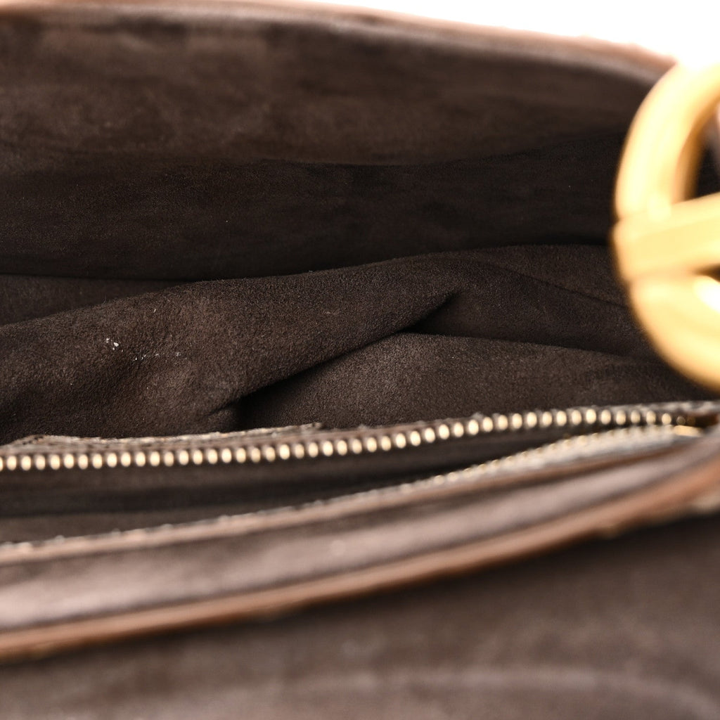 Metallic Snakeskin Saddle Bag Gold Multicolor