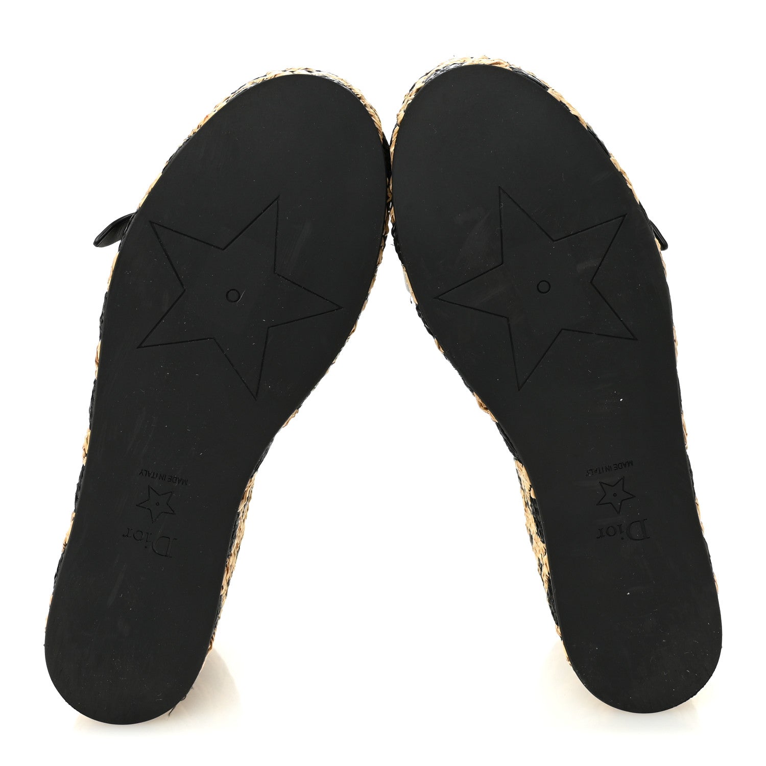 Raffia Calfskin L'Amazone Wedge Sandals 37 Black Natural