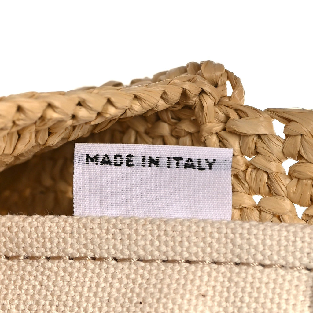 Raffia Crochet Woven Tote Bag Beige