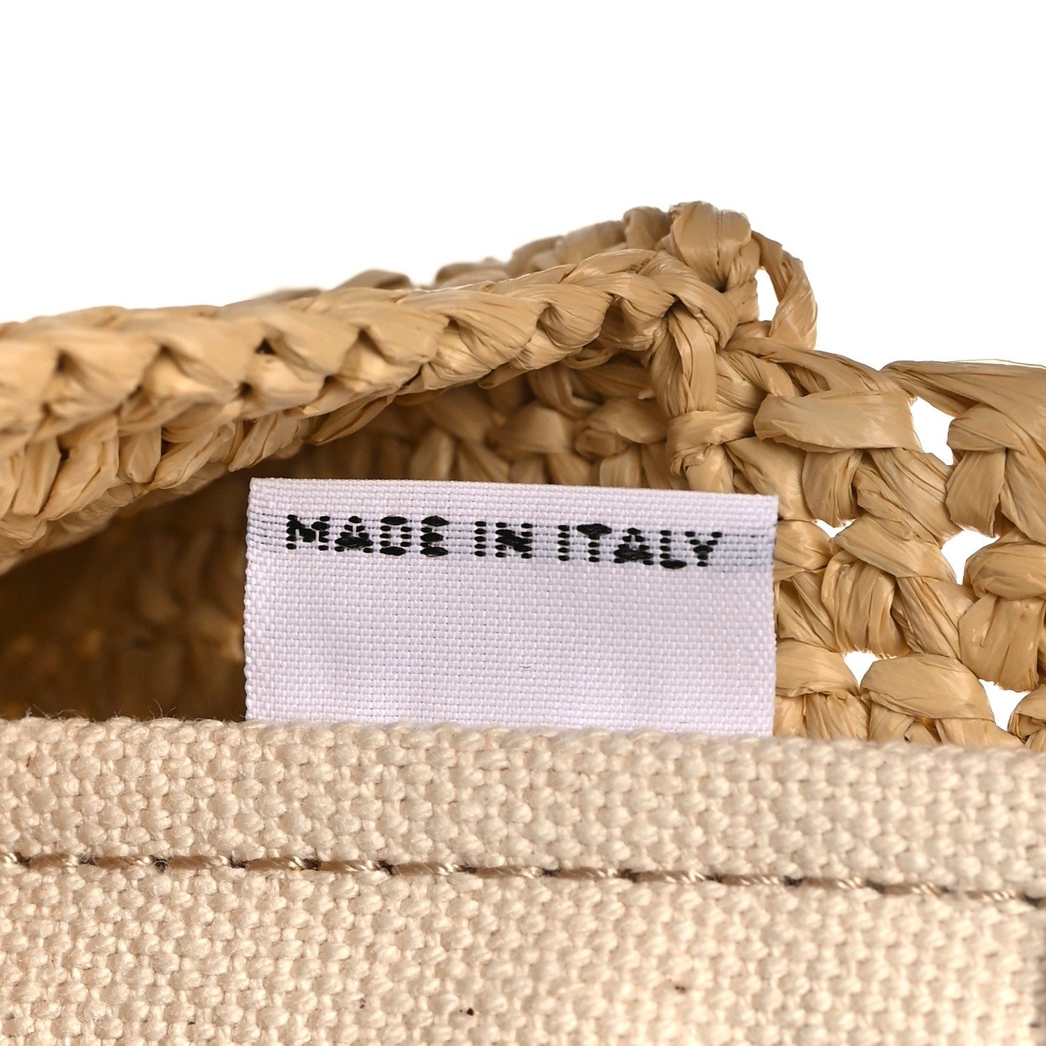 Raffia Crochet Woven Tote Bag Beige