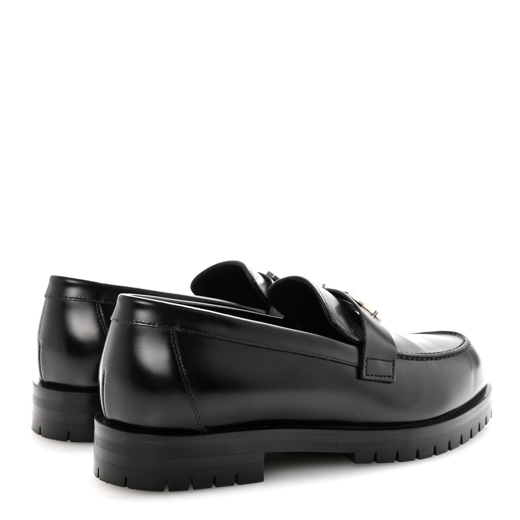 Glazed Calfskin Womens Faubourg Loafers 37 Black