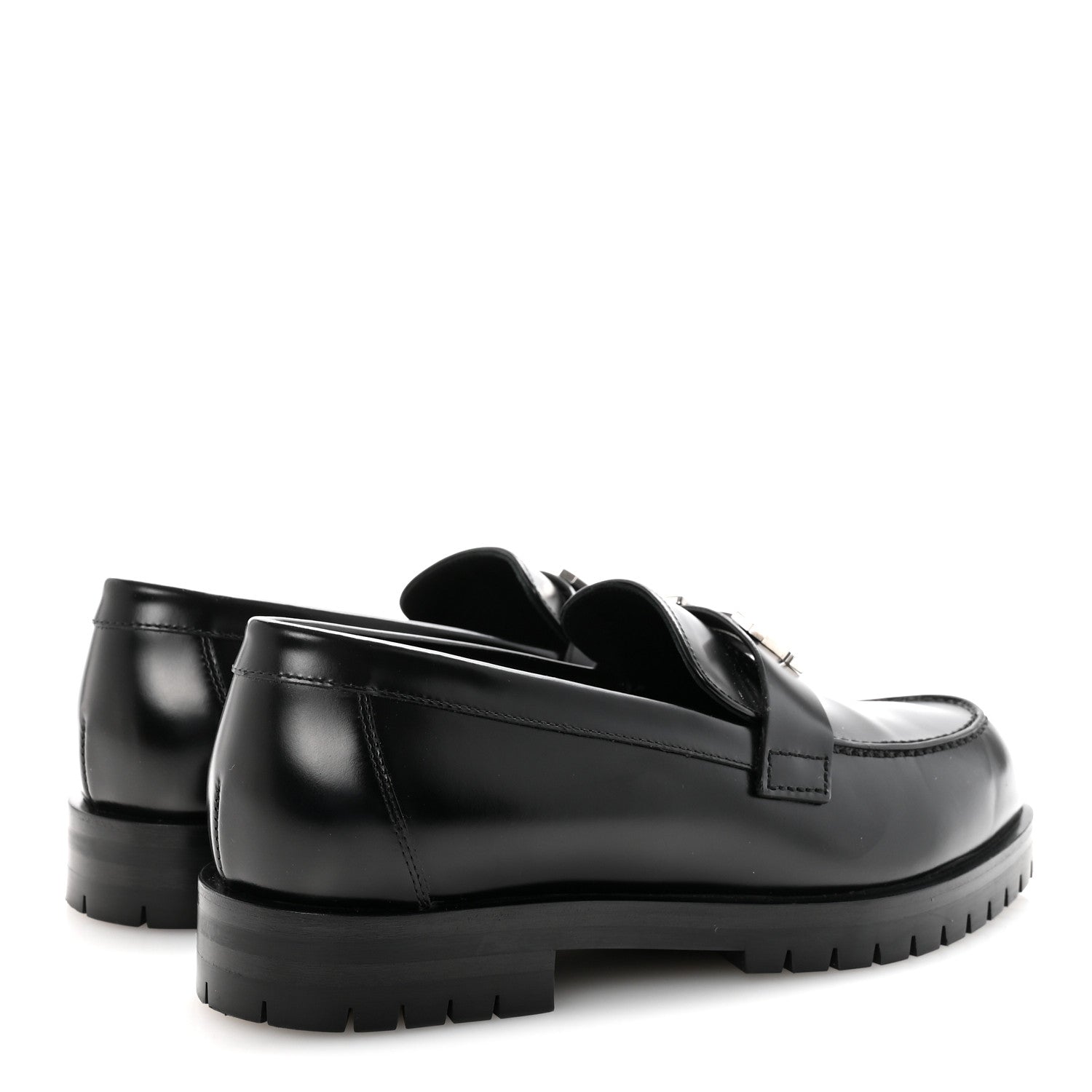 Glazed Calfskin Womens Faubourg Loafers 37 Black