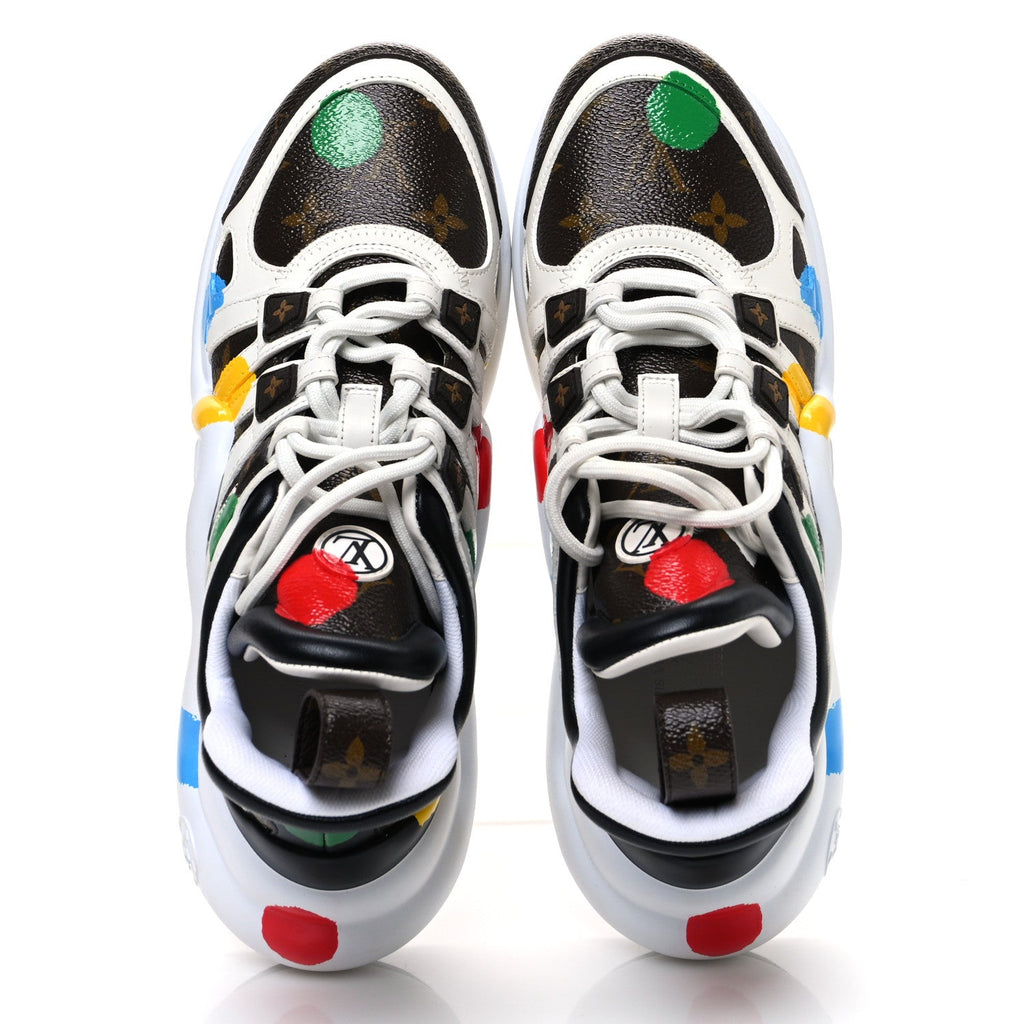 LV X YK Calfskin Monogram Dots Monogram Archlight Sneakers White