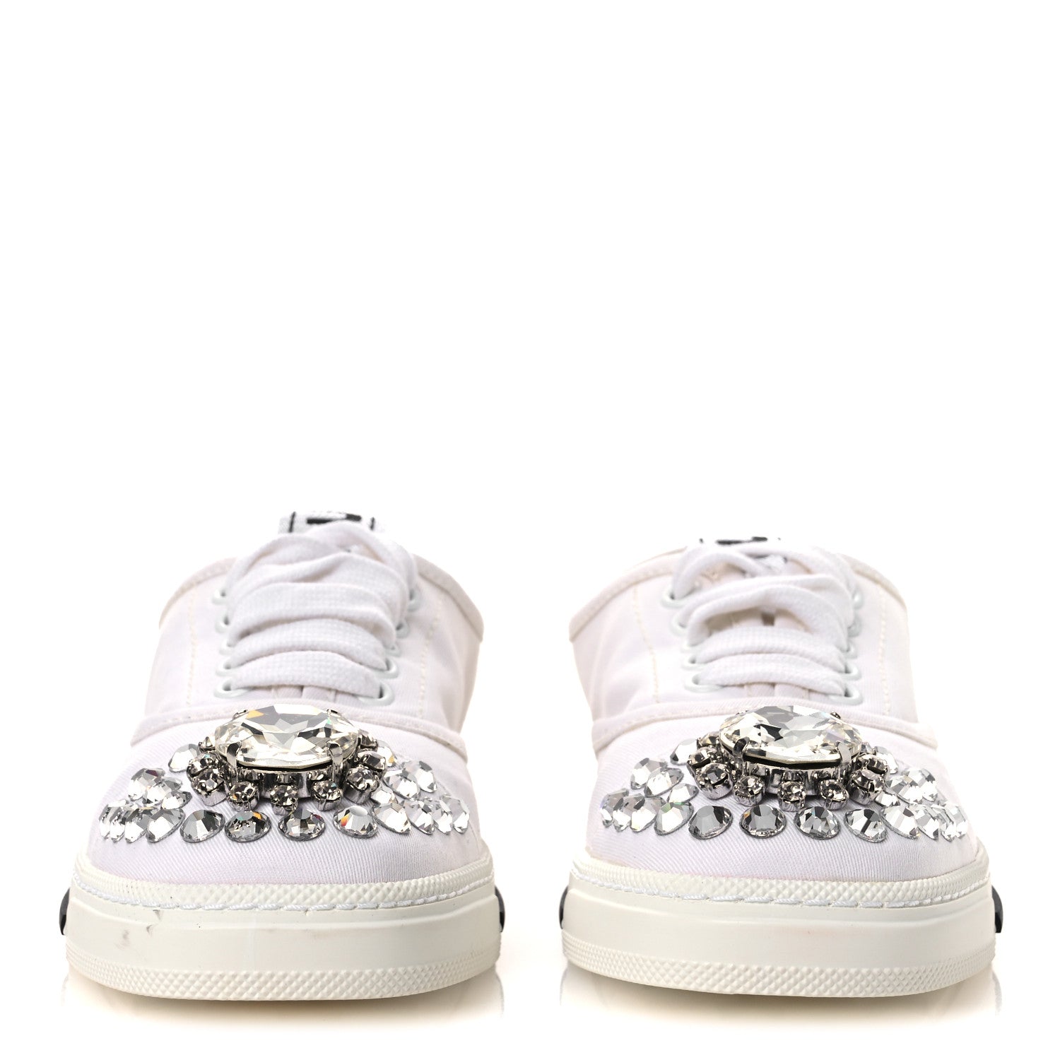 Gabardine Crystal Low Sneakers 35 Bianco