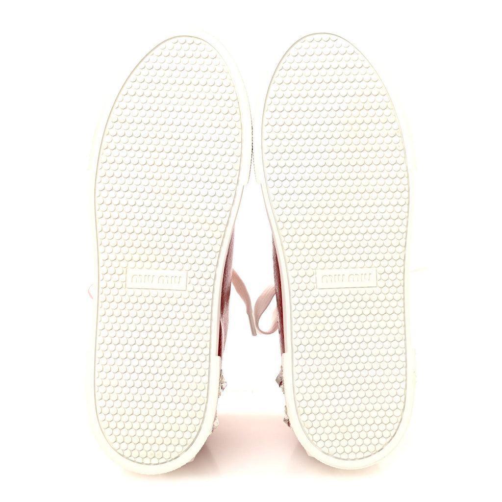 Crackled Goatskin Crystal Sneakers 39 Rosso