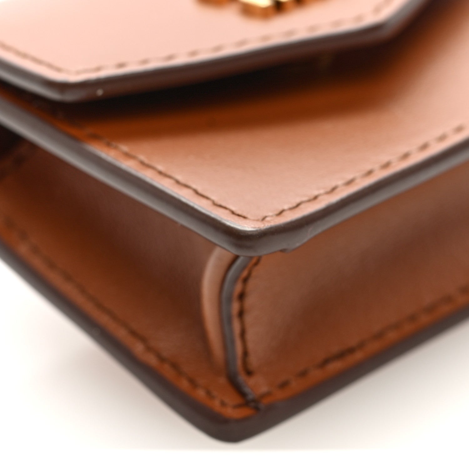 Nappa Flap Pouch Bag Charm Cognac Orange