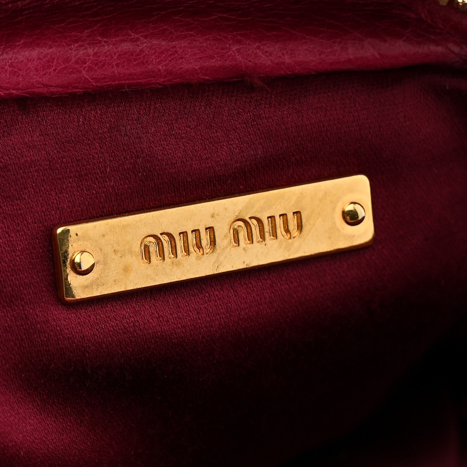 Vitello Lux Matelasse Zip Shoulder Bag Fuxia