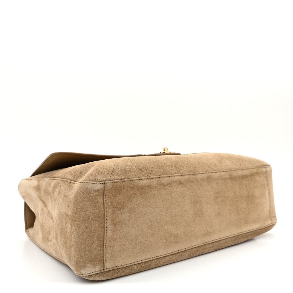Suede Calfskin Souplissimo Maxi Flap Dark Beige