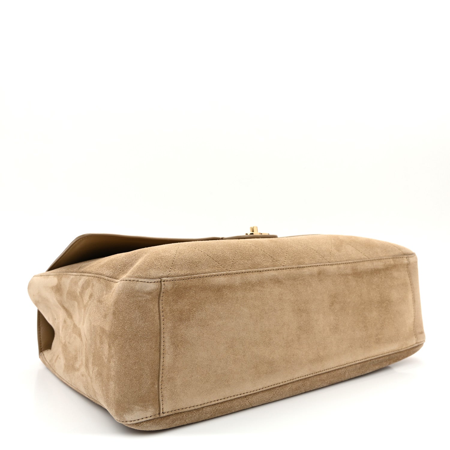 Suede Calfskin Souplissimo Maxi Flap Dark Beige