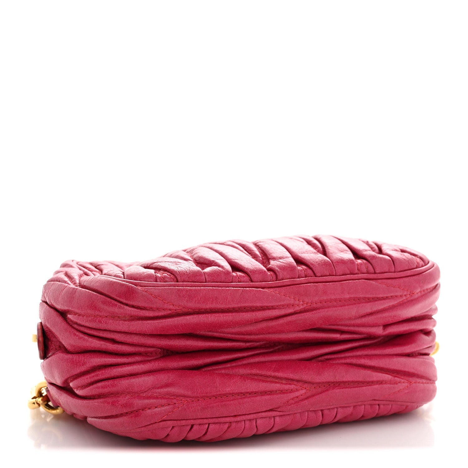 Vitello Lux Matelasse Zip Shoulder Bag Fuxia