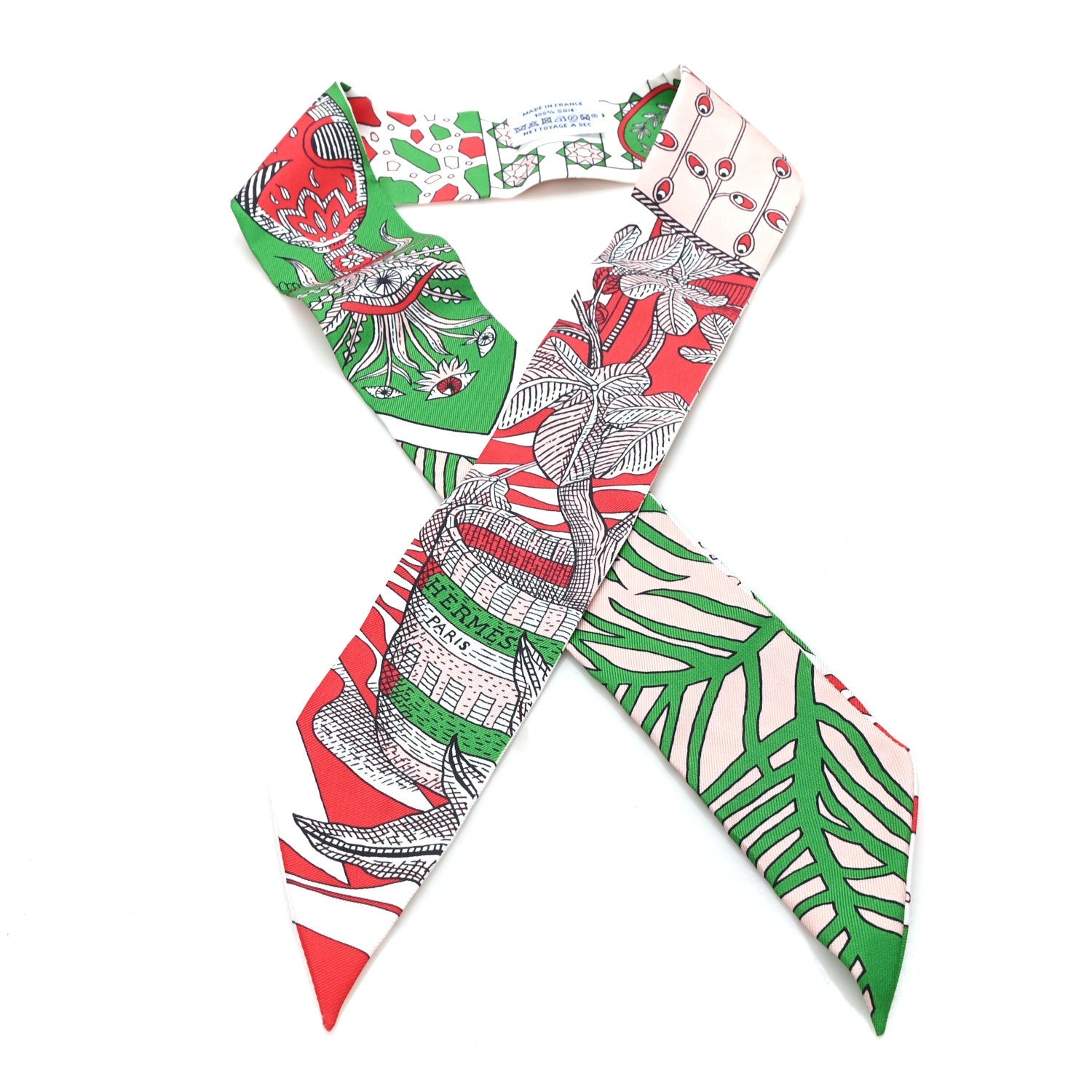 Silk La Danse Des Amazones Twilly Rouge Rose Poudre Vert