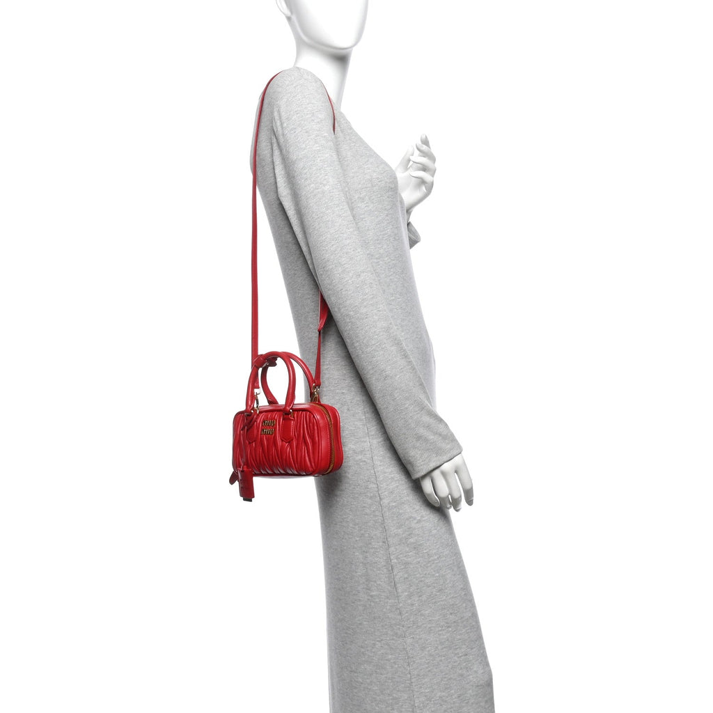 Nappa Matelasse Regular Arcadie Top Handle Bag Rosso
