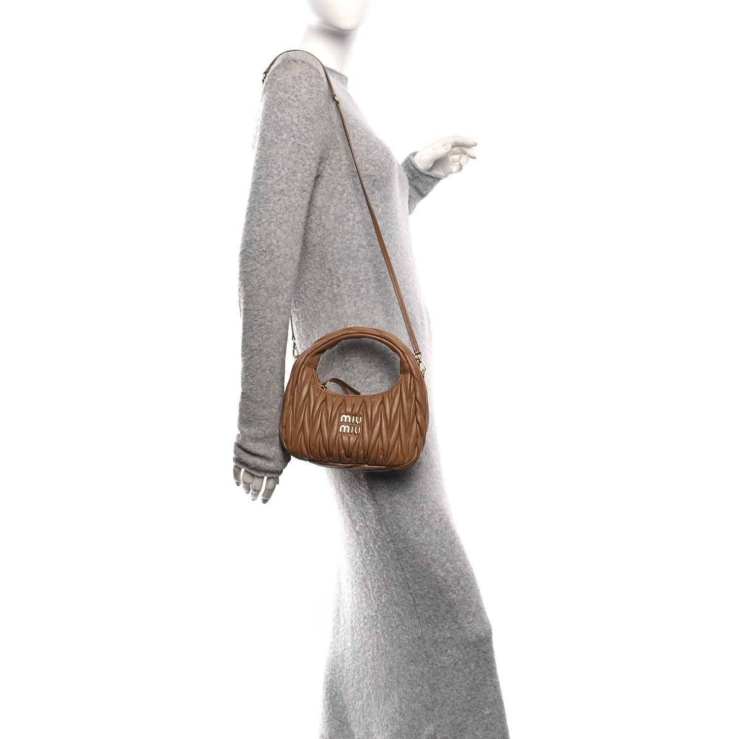 Nappa Matelasse Small Wander Hobo Caramel