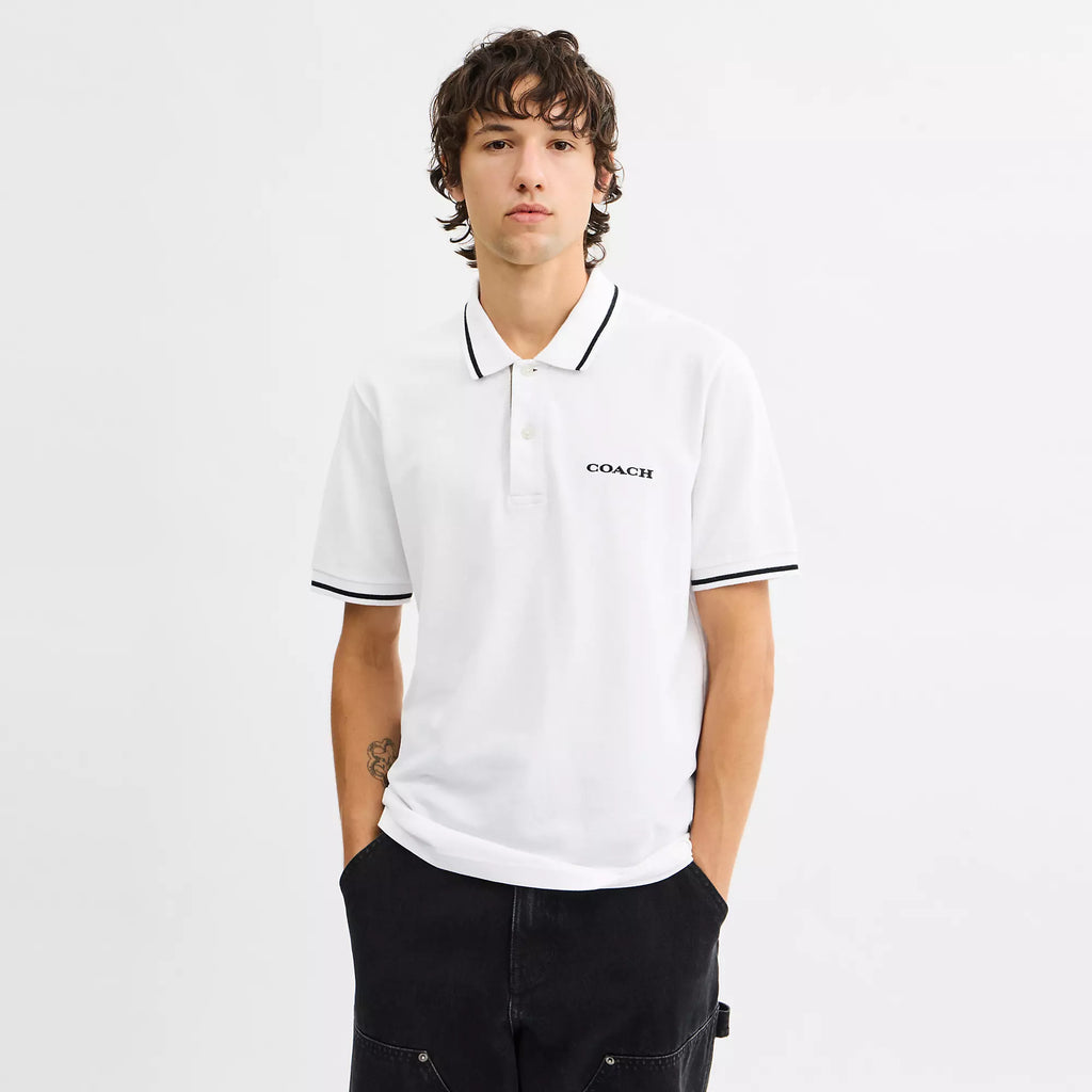 Coach Outlet Signature Trim Polo In Organic Cotton