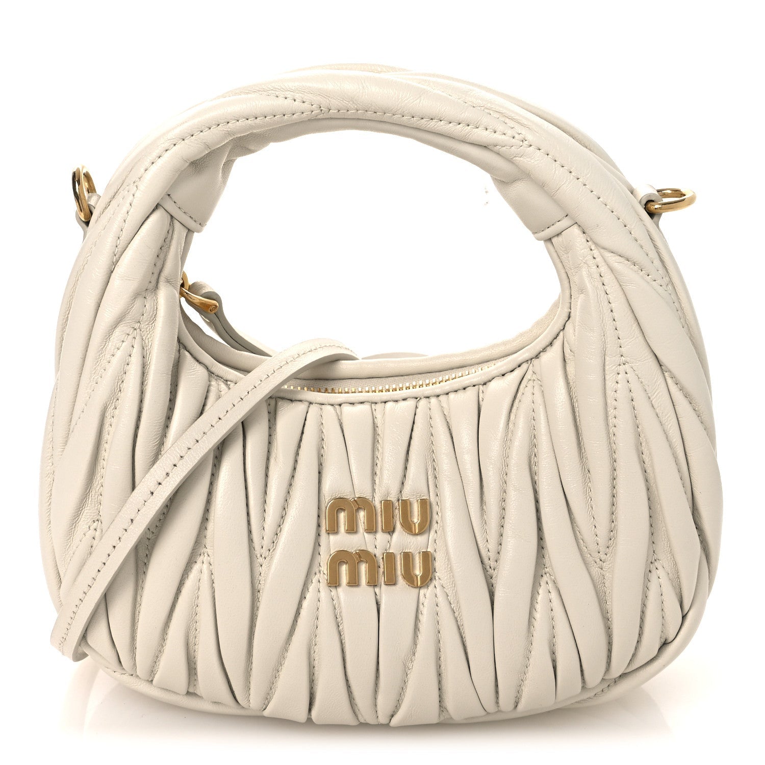 Nappa Matelasse Small Wander Hobo White