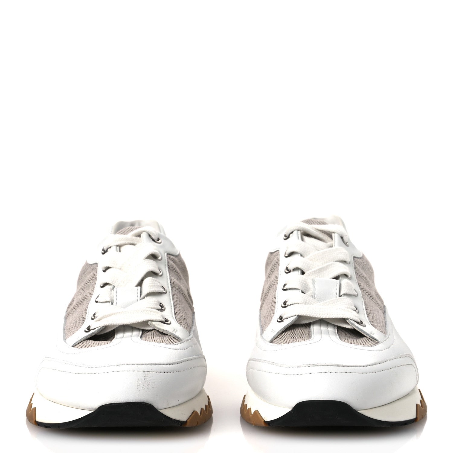 Canvas Calfskin Mens Trail Sneakers 41.5 Prunoir White