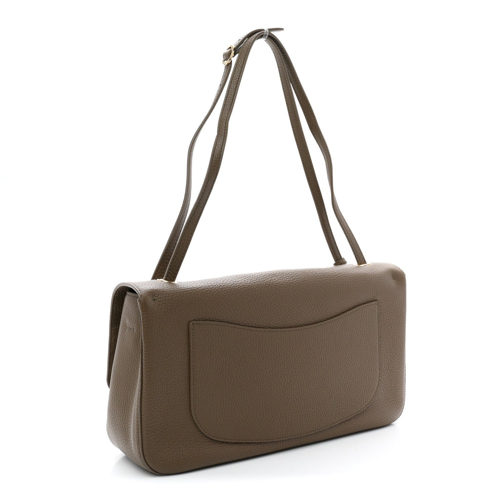 Grained Calfskin Small Souplissimo Maxi Flap Light Brown