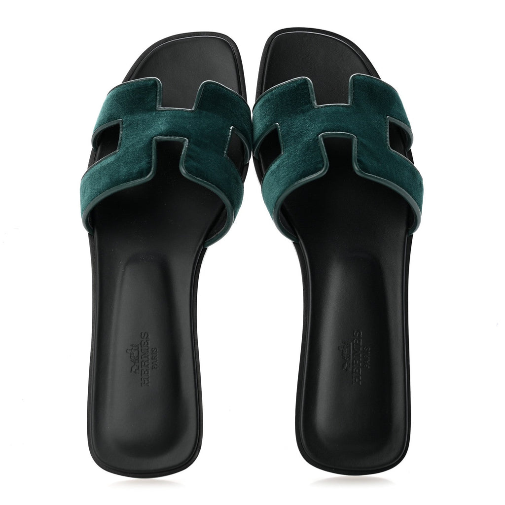 Velvet Nappa Oran Sandals 40 Vert Fonce