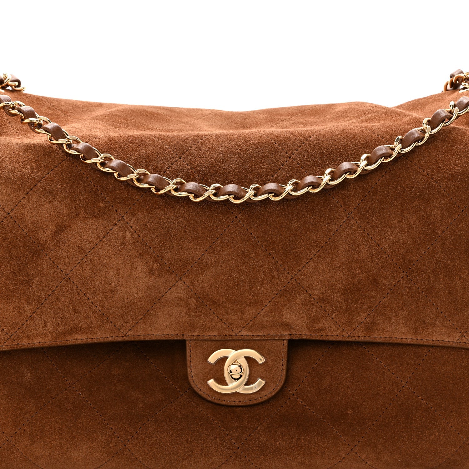 Suede Calfskin Souplissimo Maxi Flap Camel