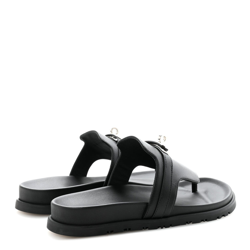 Calfskin Womens Empire Sandals 38 Black