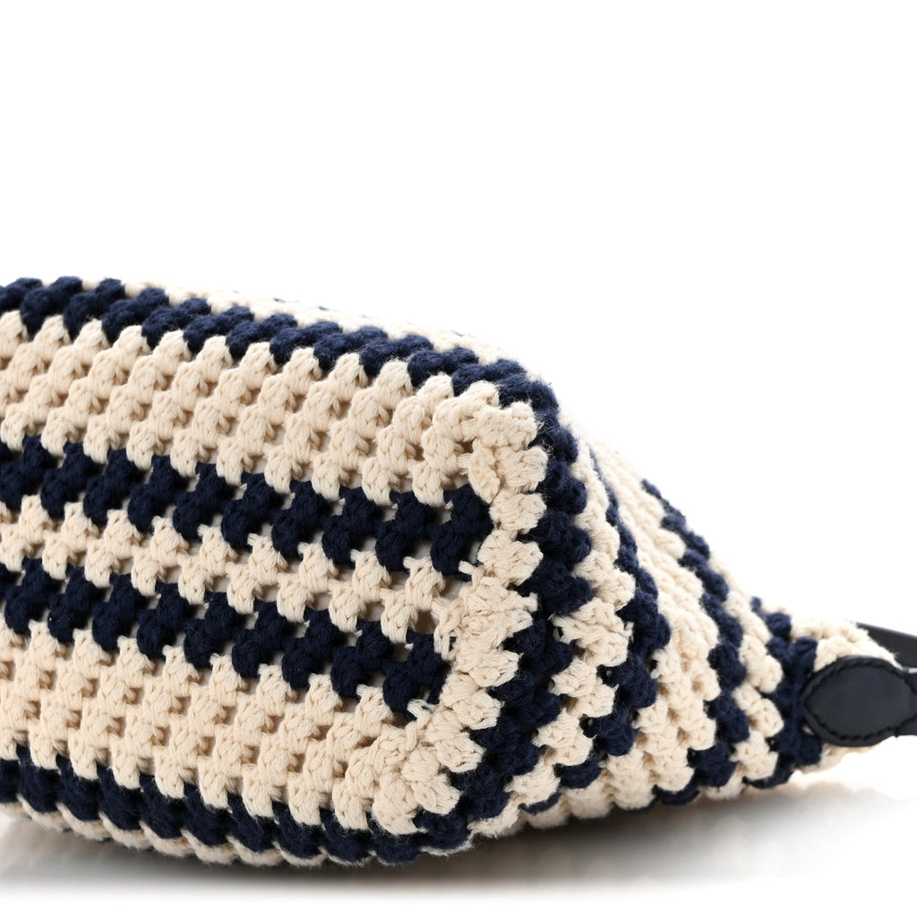 Fabric Crochet Pouch Blue White
