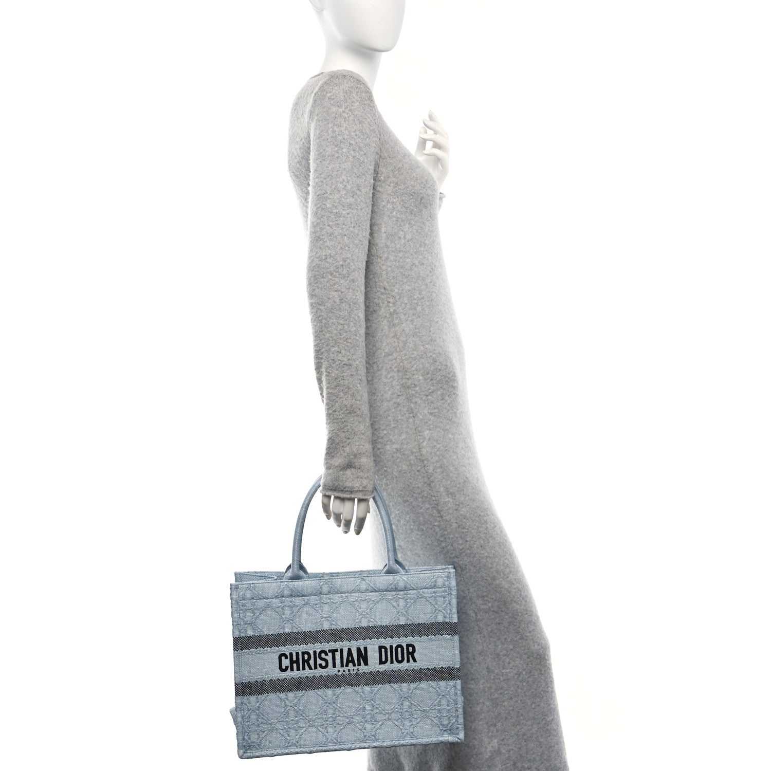 Raffia Cannage Medium Book Tote Blue