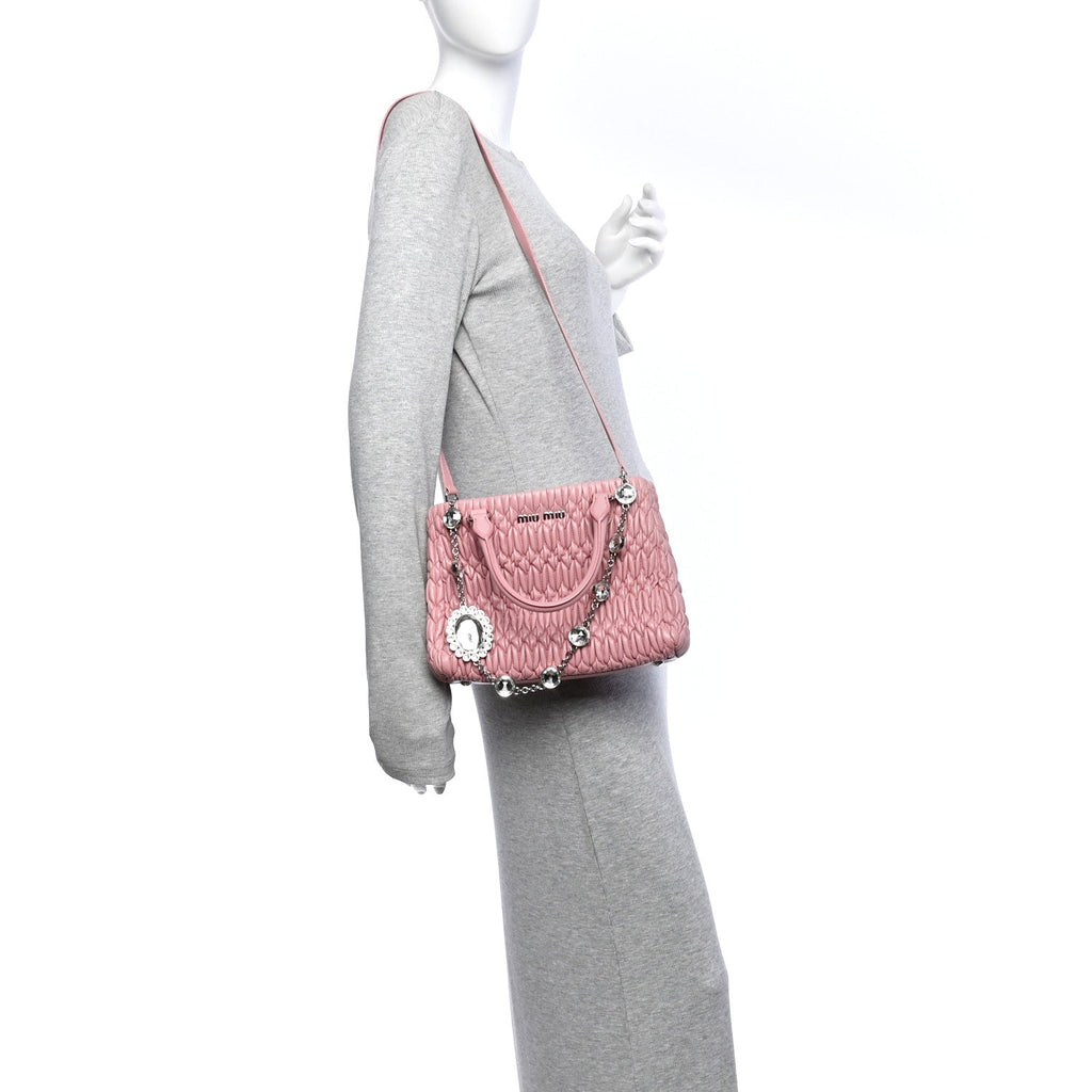 Nappa Matelasse Swarovski Crystal Tote Rosa