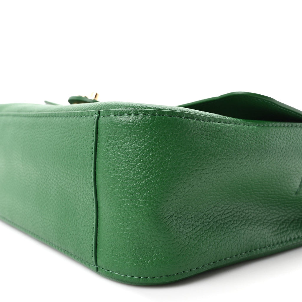 Grained Calfskin Small Souplissimo Maxi Flap Green