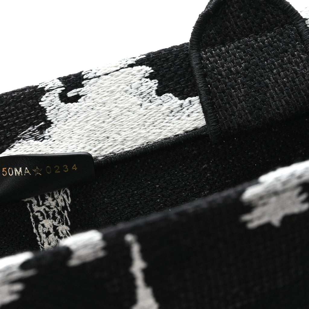 Canvas Embroidered Medium Paris Book Tote Black White