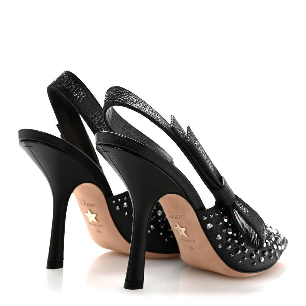 Fabric Strass J'Adior Slingback 100mm Pumps 38 Black