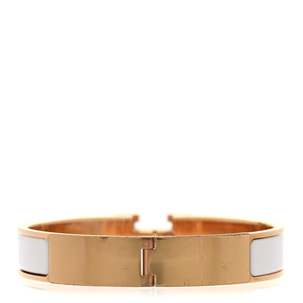 Enamel Narrow Clic Clac H Bracelet GM White