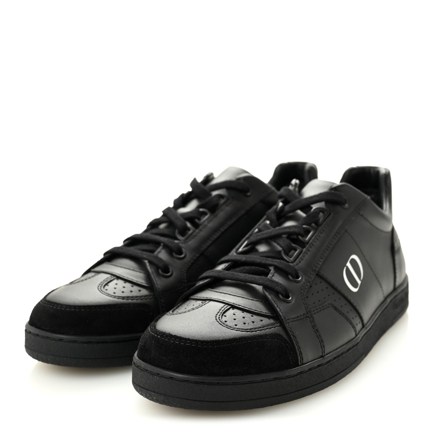 Calfskin Suede Logo Sneakers 38 Black