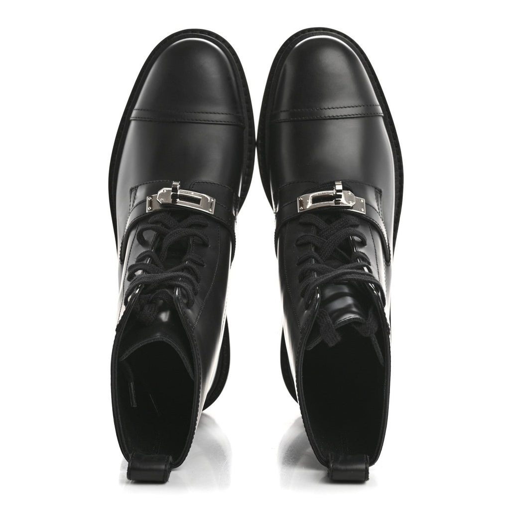 Glossed Calfskin Funk Ankle Boots 36 Black
