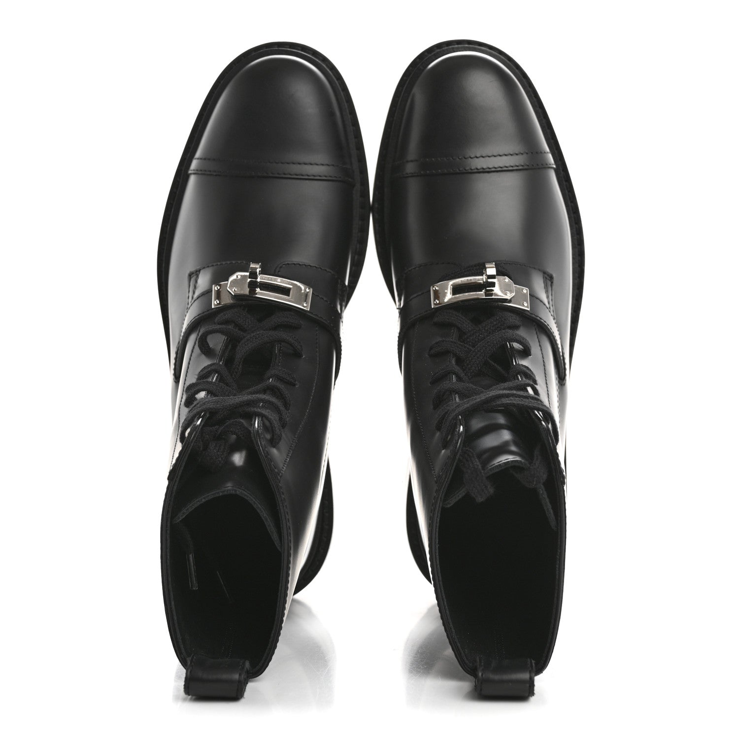 Glossed Calfskin Funk Ankle Boots 36 Black