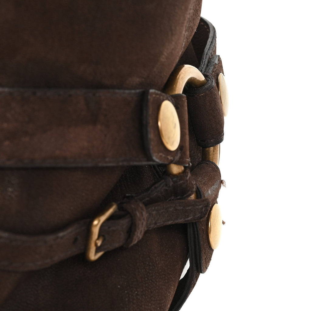 Suede Harness Mid Calf Boots 40 Brown