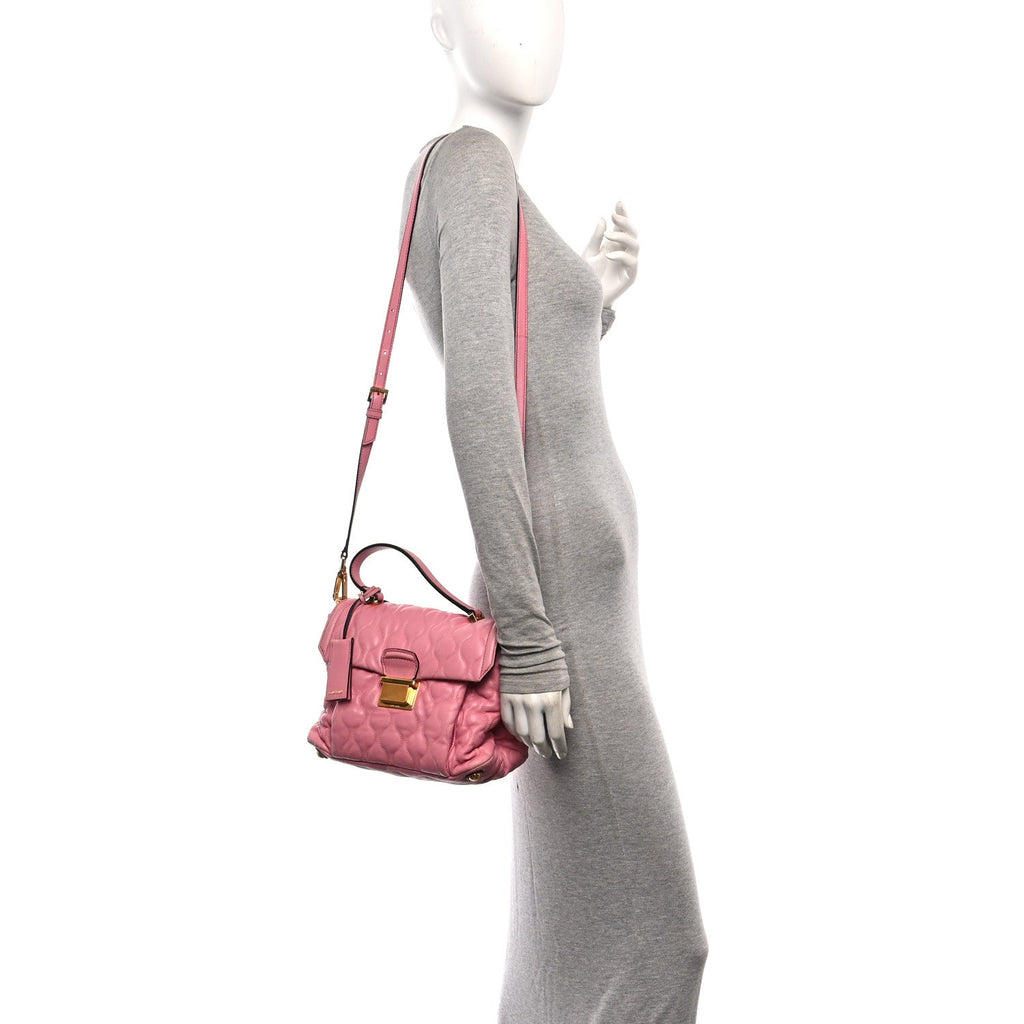 Nappa Padded Top Handle Bag Geranio